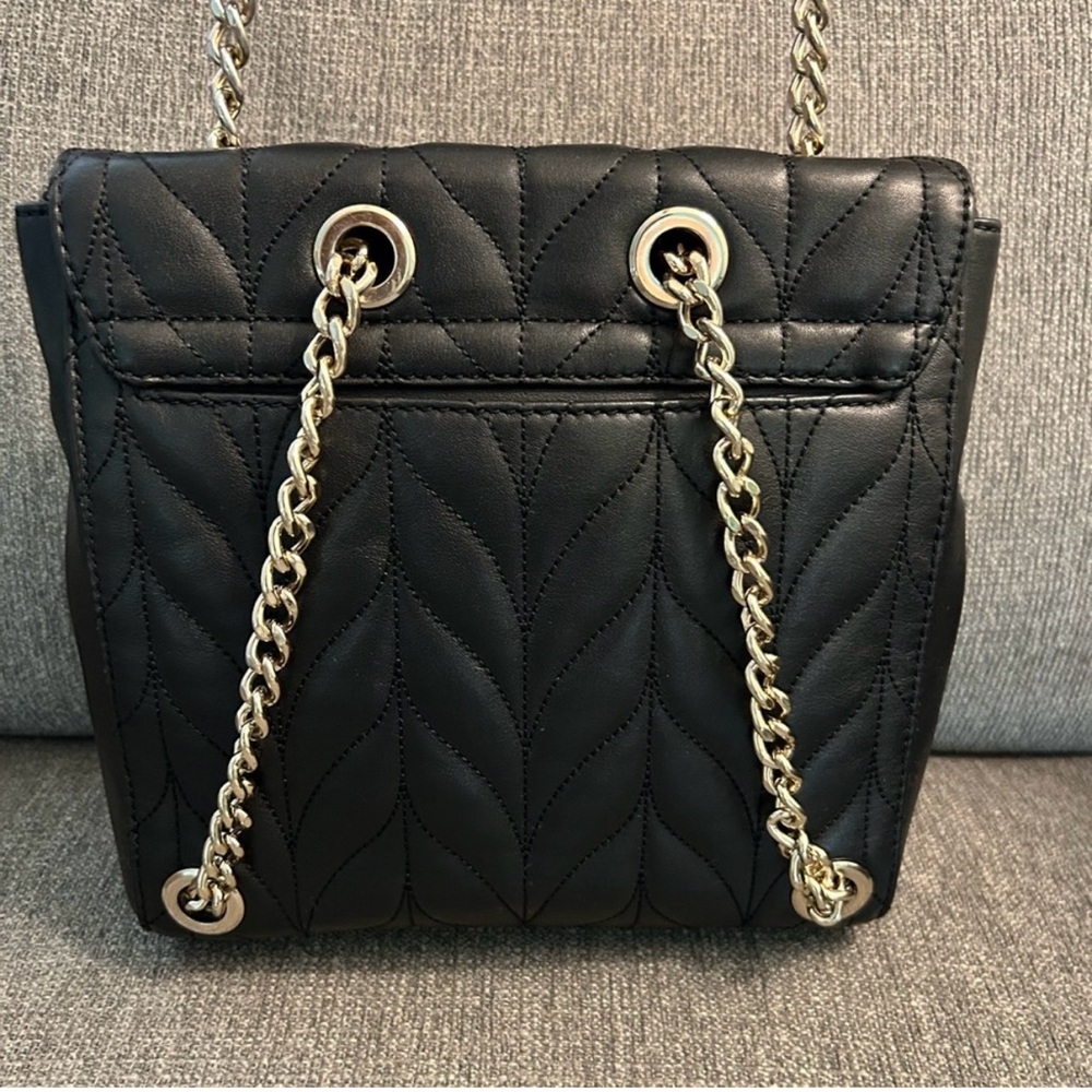 kate spade Quilted Black Leather Chain Strap Backpack - Picture 7 of 10